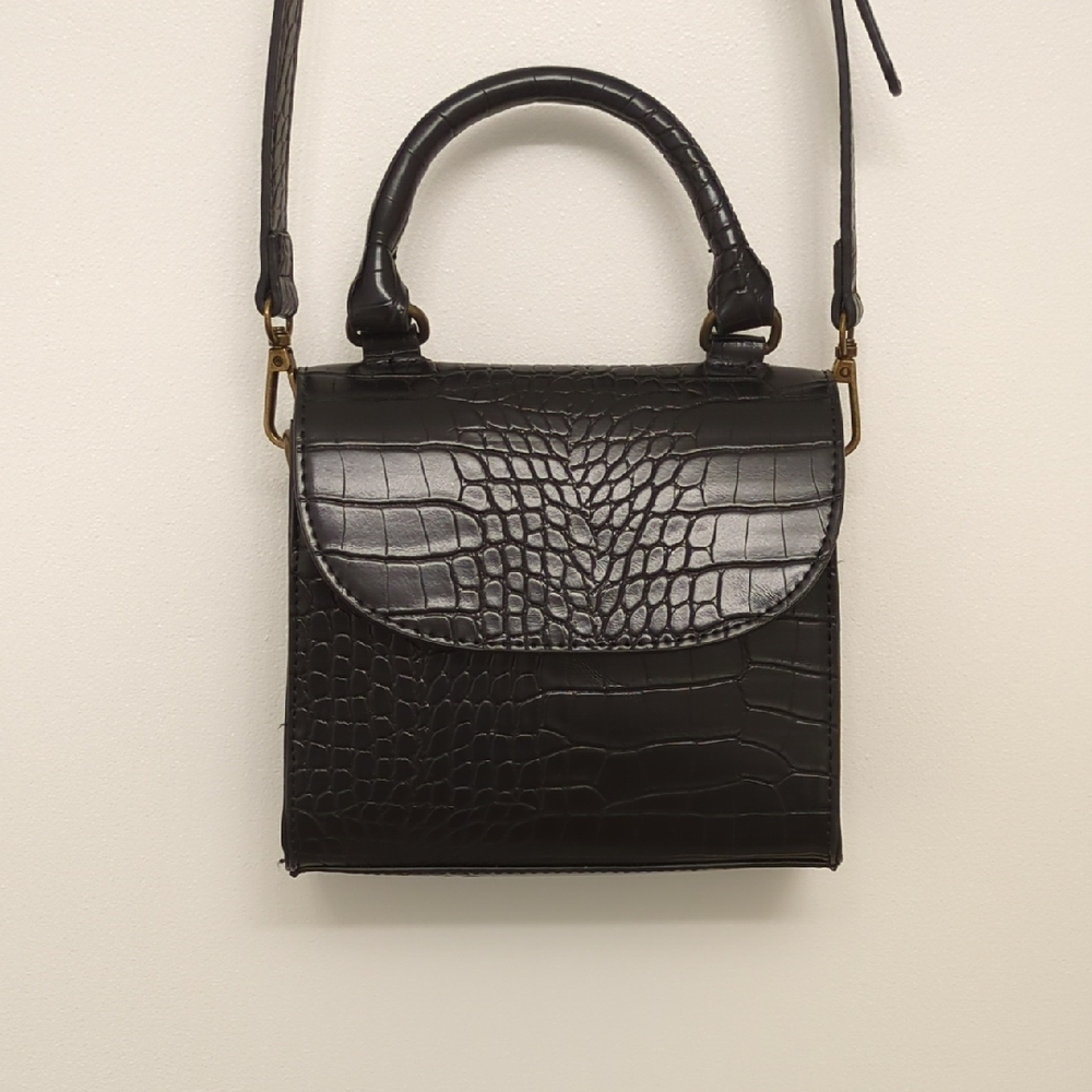 The Drop Black Diana Top Handle Crossbody Handbag